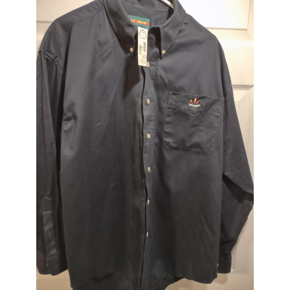 Ivy Crew Mens XL Black Long Sleeve Button Down Cotton Twill NWT Rowing Logo